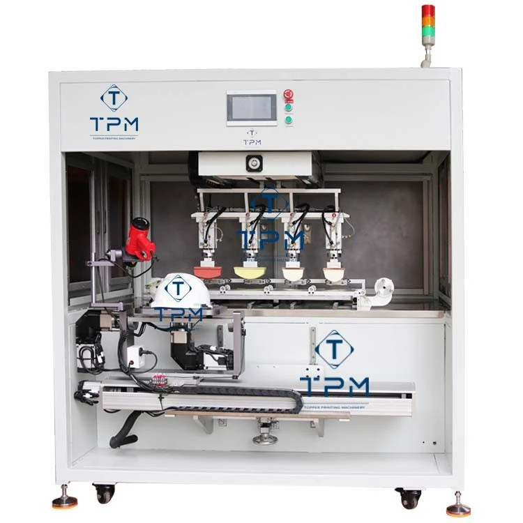 Safety Helmet Pad Printing Machine With Pad Cleaning Device