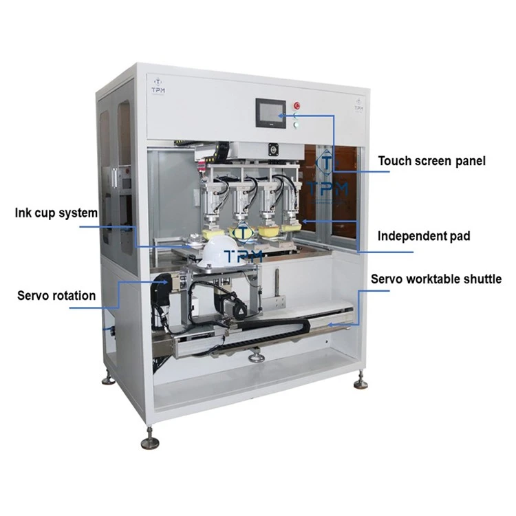 Safety Helmet Pad Printing Machine With Pad Cleaning Device